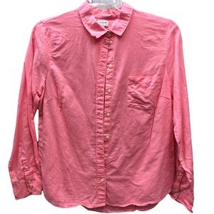 J Crew button front top Large. Pink Linen cotton blend